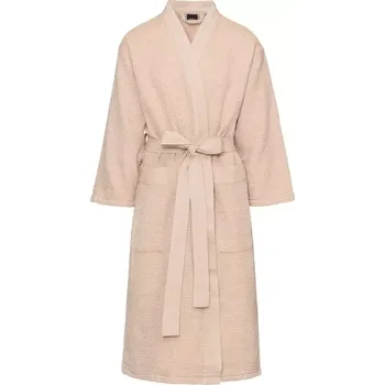 Dámský župan Župan do sauny Rento Kenno - S/M, béžová/bílá, pásek, recyklovaná bavlna, 75% bavlna, 25% polyester (176840)
