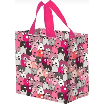 Nákupní taška Taška svačinová, nákupní - Pejsci růžoví 26 x 27 cm (Eko taška se psi, pes)
