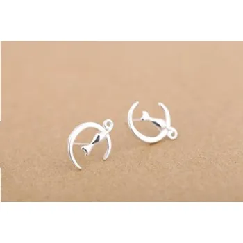 Náhrdelník STŘÍBRNÁ KOČKA NA MĚSÍCI - náušnice (STŘÍBRO 925) 1 pár ŠP/A925