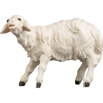 Vánoce Ornatis Ovce stojící Provedení: Malovaná, Velikost stojících figur dospělých postav: 17 cm Dřevěná vyřezávaná ručně malovaná soška stojící ovečky