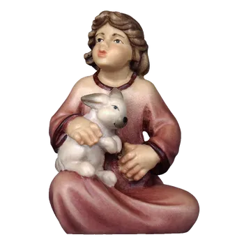 Vánoce Ornatis Děvčátko s králíkem Provedení: Malovaná, Velikost stojících figur dospělých postav: 10 cm Dřevěná vyřezávaná figurka sedícího děvčátka s králíkem