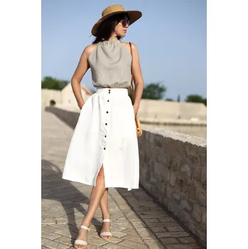 Dámská sukně Glara Propínací sukně Czech design 100% len 1042406