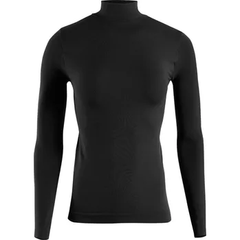 Iron-ic Dámské kašmírové triko s dlouhým rukávem a vysokým límečkem Černá L/XL