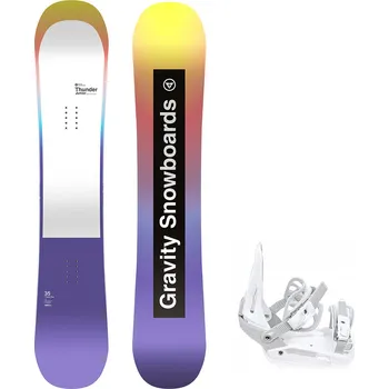 Snowboard Gravity snowboards Snowboard komplet Gravity Thunder junior 24/25 + vázání S230 white Velikost: 140 cm, Velikost vázání: M/L