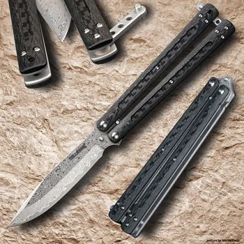 lovecký nůž Dellinger nůž Carbon Butterfly VG-10 Damaskus