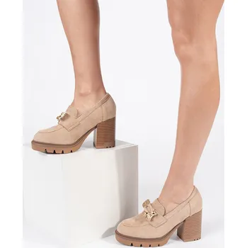 Dámské polobotky Komfortní polobotky dámské hnědé na širokém podpatku 39