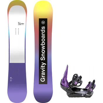 Snowboard Gravity snowboards Snowboard komplet Gravity Thunder junior 24/25 + vázání S230 black/violet Velikost: 130 cm, Velikost vázání: S/M