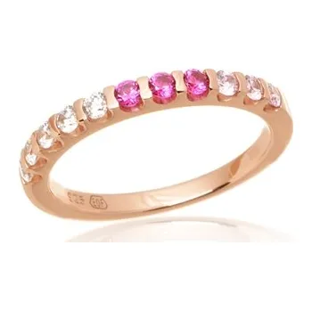 Prsten Stříbrný zlacený prsten s růžovými zirkony STRP0603F
