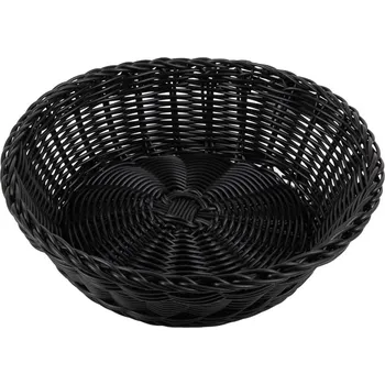 chlebník SVING Košíček na pečivo PROFI, 25 x 7 cm, kulatý otevřený, černý polyratan