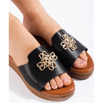 Dámské žabky Krásné dámské nazouváky černé bez podpatku 37