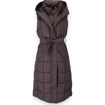 Dámská bunda Trendy vesta s kapucí QD7930 Itálie barva: hnědá tmavá, velikost: S