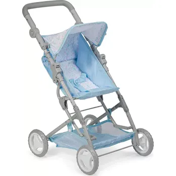 Kočárek pro panenku Modrý skládací kočárek s polohovatelnou sedačkou od firmy Berenguer ze Španělska (Pro děti od 3 let)