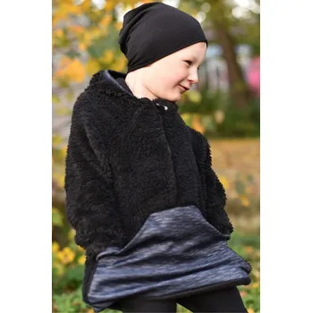 Pánská mikina hřejivá černě melírovaná mikina přes hlavu