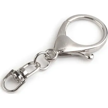 Kovová karabinka otočná 24x55 mm, malé, 1 nikl