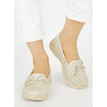 Dámské mokasíny Designové dámské mokasíny zlaté platforma 39