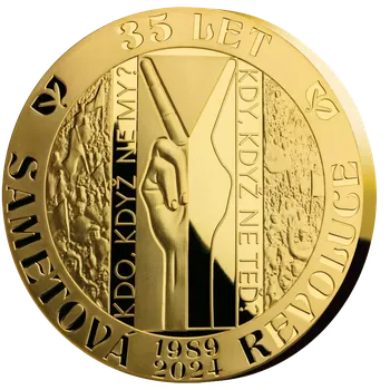 XXL pamětní ražba Sametová revoluce zušlechtěná ryzím zlatem