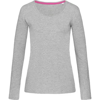 Dámské tričko Dámské tričko s dlouhým rukávem V-Neck T "Claire" LSL grey heather S