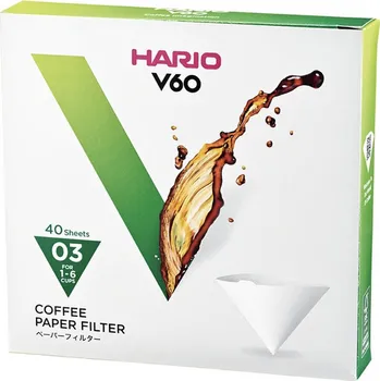 Příprava kávy Hario V60 papírové filtry - velikost 03 WHITE 40 ks