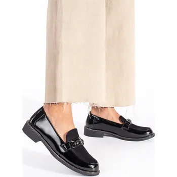 Dámské mokasíny Krásné dámské černé mokasíny na plochém podpatku 37