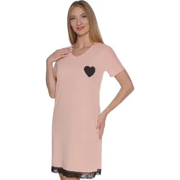 Dámské noční prádlo Meruňková i černá noční košilka s krátkými rukávy a s krajkou pro ženy či dívky srdce 1C3863 oranžová m