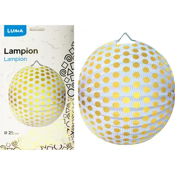 Party dekorace Lampion 25cm kulatý zlatý puntík LUMA