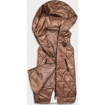 Dámská vesta Prošívaná dámská vesta v karamelové barvě (B8127-14) odstíny hnědé L (40)