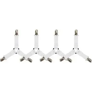 Prostěradlo Spony na prostěradlo nastavitelné | Příslušenství na postel, organizér ložnice 4 ks - Bílá 4ks