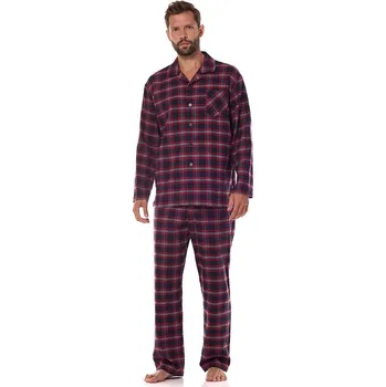 Pánské pyžamo Flanelové pánské pyžamo Ben káro modro-vínové M