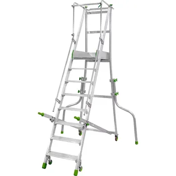 Schůdek Pojízdné hliníkové schůdky FACAL 7 nášlapů + plošinka