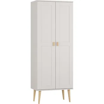 Šatní skříň Šatní skříň z masivu borovice Nord I bílá 79/204/60 cm/ s tyčí