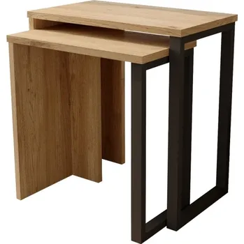 Konferenční stolek Odkládací stolek VELVON, vlašský ořech/dub - sada 2 ks + vyzvednutí ZDARMA