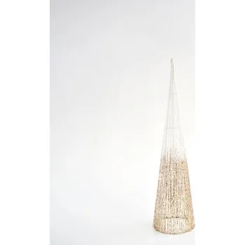 Vánoční dekorace Eurolamp | Stromový kornout ozdoba, bílé třpytky, 20 x 80 cm, 1 ks 600-40907