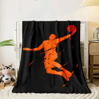 Přehoz na lůžko Flanelový přehoz | deka s motivem basketbalu - 6,150cm x 200cm