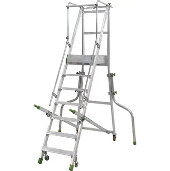 Schůdek Pojízdné hliníkové schůdky FACAL 6 nášlapů + plošinka
