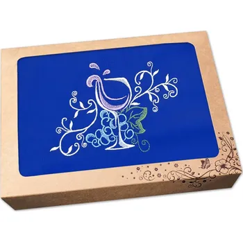 Kuchyňská zástěra Pánská vinařská zástěra s výšivkou v dárkovém balení modrá 72x100 Pohár