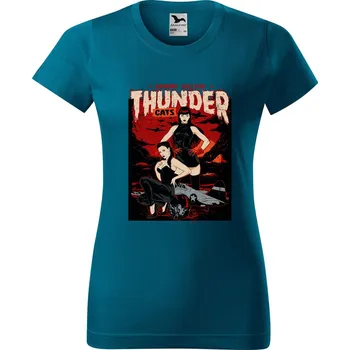 Dámské oblečení DOBRÝ TRIKO Dámské tričko s potiskem Thunder cats Barva: Petrolejová, Velikost: 2XL