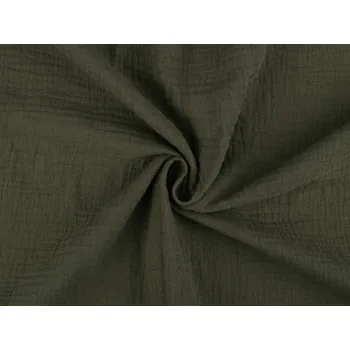 Mušelín / dvojitá gázovina METRÁŽ - 10 (18) zelená khaki