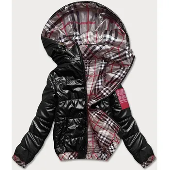 Krátká černá dámská bunda s ozdobným lemováním (B8030-1) odstíny černé XL (42)