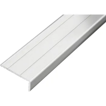 Stavební profil ACARA AP5 schodová lišta samolepící B, hliník+fólie bílá popelavá, v: 10 mm, š: 25 mm, d: 2,7 m AAHAF B252610-SK/T2