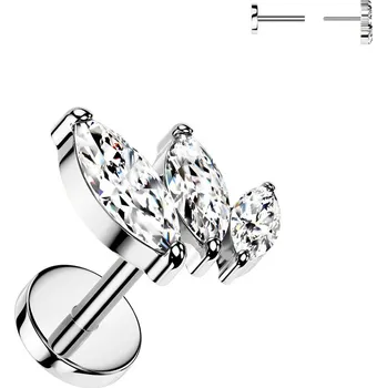 Piercing Šperky4U Piercing do brady - PUSH IN labreta TITAN, čiré zirkony - TIT1404-C