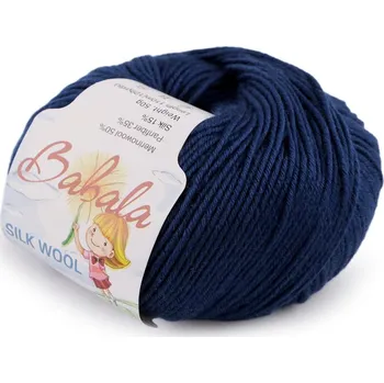 Příze Pletací vlněná, hedvábná příze Babala 50 g - 9 (016) modrá capri