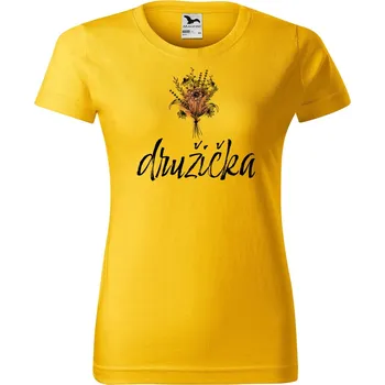 Dámské tričko DOBRÝ TRIKO Dámské tričko s potiskem Družička kytice Barva: Žlutá, Velikost: XS