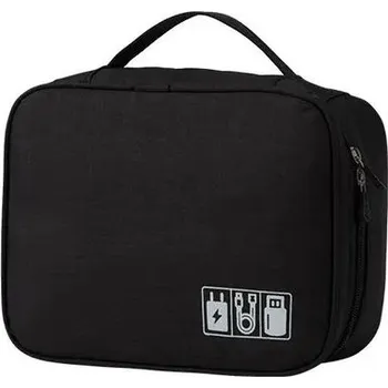 Úložný box Cestovní organizér na elektroniku s velkou kapacitou | úložný organizér, pouzdro na kabely - M,černý