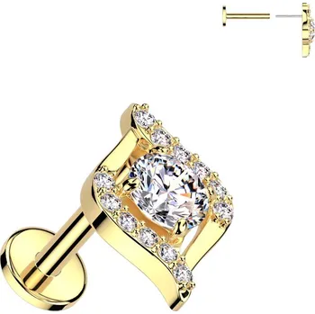 Piercing Šperky4U Zlacený piercing do brady - PUSH IN labreta - LB1136-GD