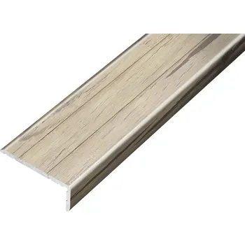 Stavební profil ACARA AP5 schodová lišta samolepící B, hliník+fólie dub antik, v: 10 mm, š: 25 mm, d: 0,9 m AAHAF B256510-SK/0,9/T2
