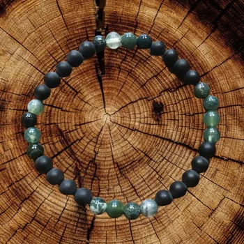 Drahý kámen Náramek Onyx, achát mechový