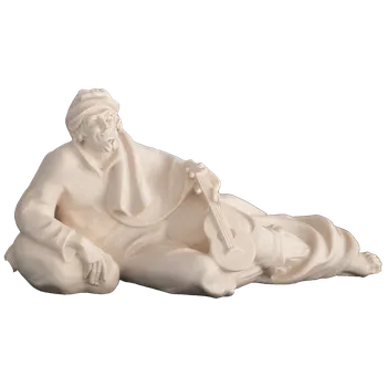 Vánoční dekorace Ornatis Poutník s kytarou Provedení: Přírodní bez malování, Velikost stojících figur dospělých postav: 10 cm Dřevěná vyřezávaná, ručně malovaná soška poutníka s kytarou