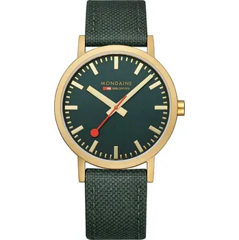 Hodinky Mondaine A660.30360.60SBS Classic Green And Gold 40mm 3ATM