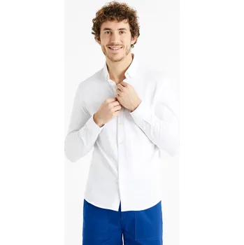 Pánské oblečení Celio Bavlněná piké košile Bapik - Pánské Celio bílá 1850765