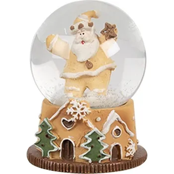 Vánoční dekorace Vánoční sněžítko Santa Claus s hvězdou - Ø 5 * 6 cm